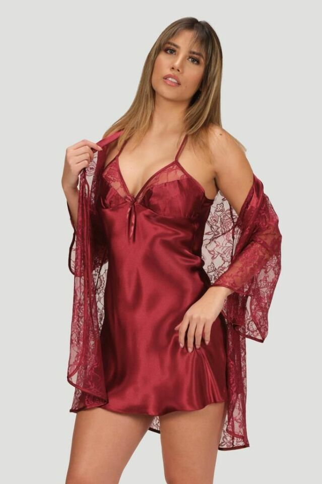 Nbb 3150 Gecelik Sabahlık Takım -BORDO - - XL