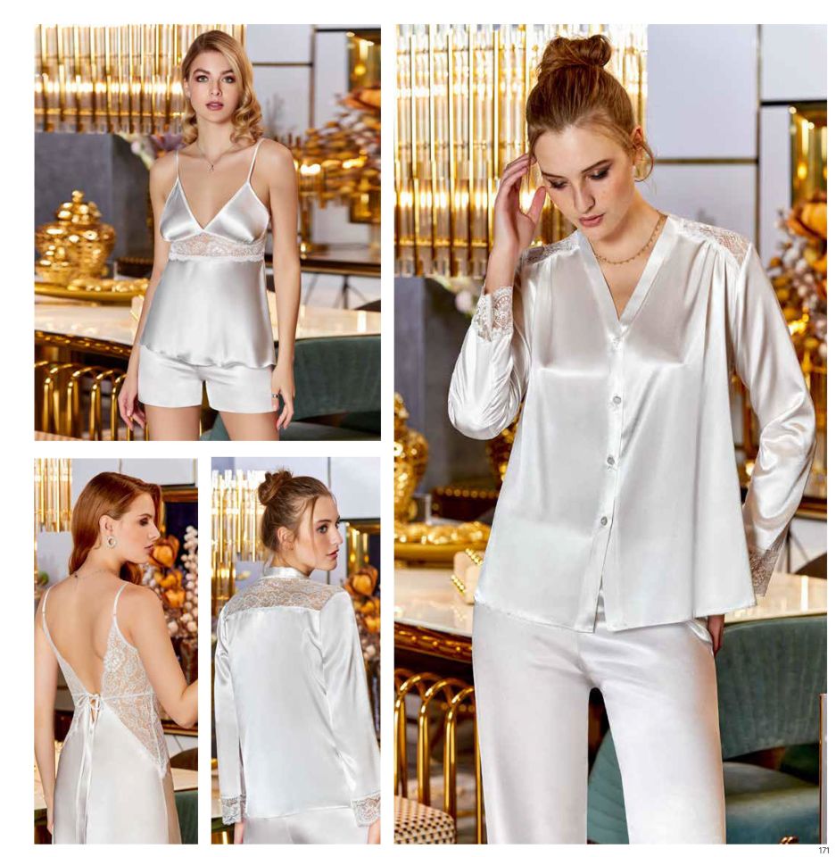 Jeremi S280 Saten Dantelli 6 Lı Set --EKRU - - XL