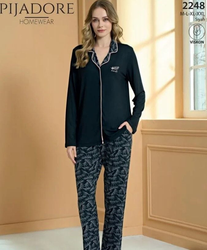 Pijadore 2248 bayan düğmeli pijama takımı