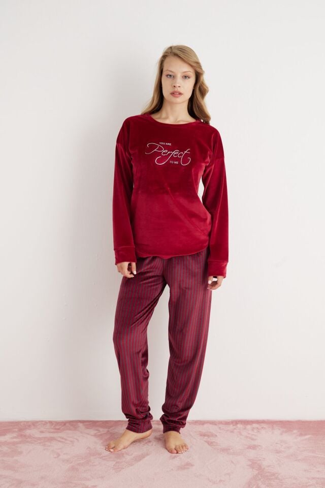 Pijamoni 4210 Bayan Kadife Pijama Takımı
