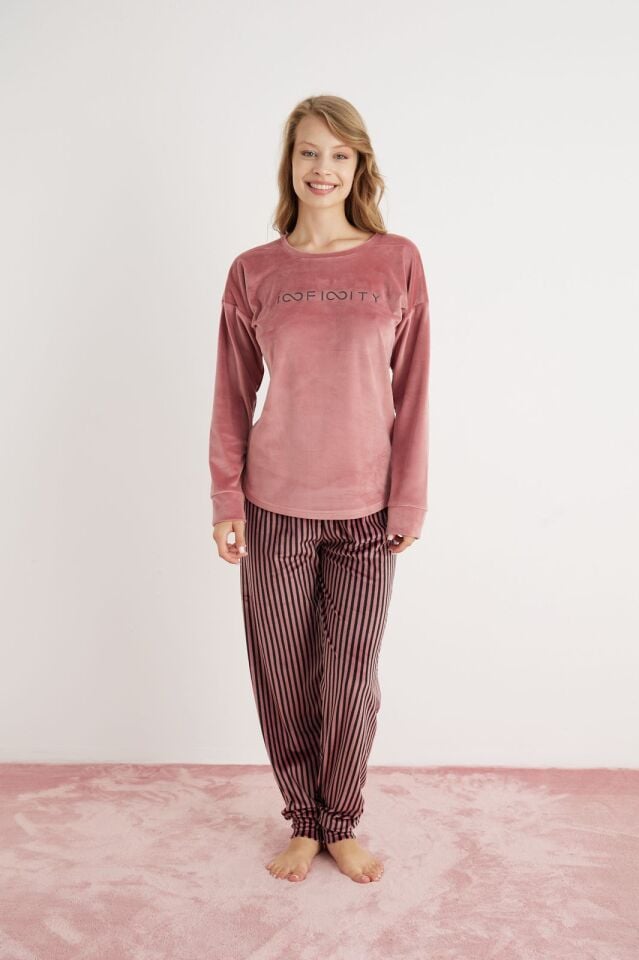 Pijamoni 4210 Bayan Kadife Pijama Takımı