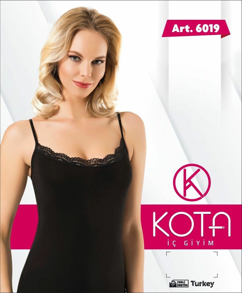 Kota 6019 Bayan İp Askılı Atlet -SİYAH - -2XL