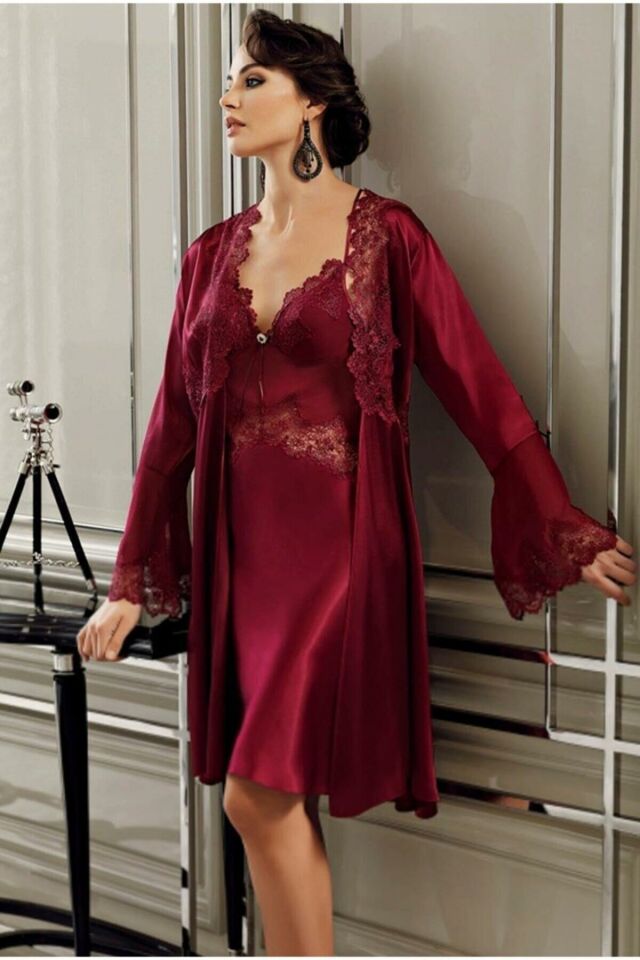 PERİN 9300 SATEN 6LI TAKIM -- S - -BORDO