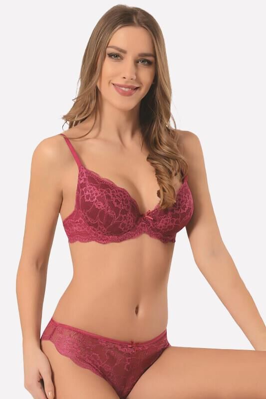 Nbb 4618 Dantelli Sütyen Takım -VİŞNE - -75B