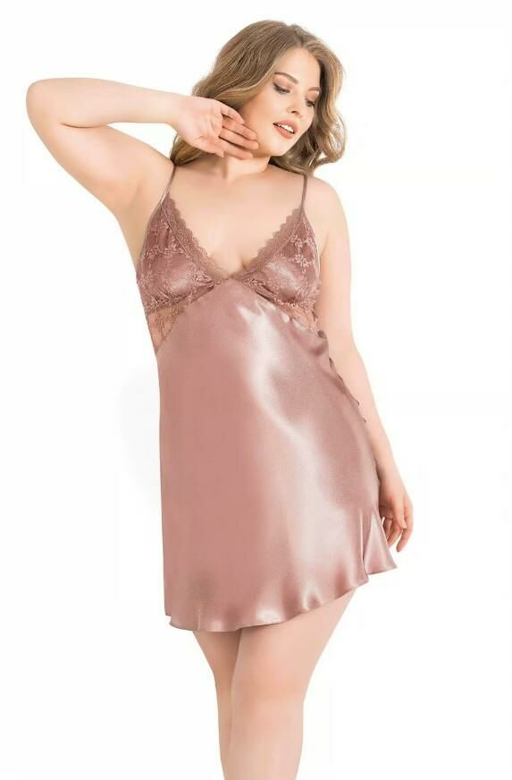 Primoda 2061 Saten Gecelik -VİZYO - -3XL