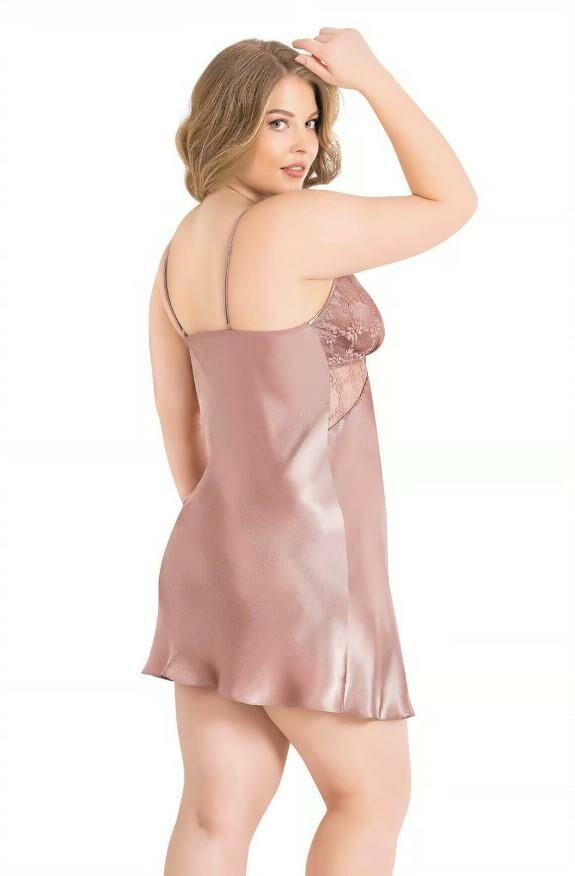 Primoda 2061 Saten Gecelik -VİZYO - -3XL