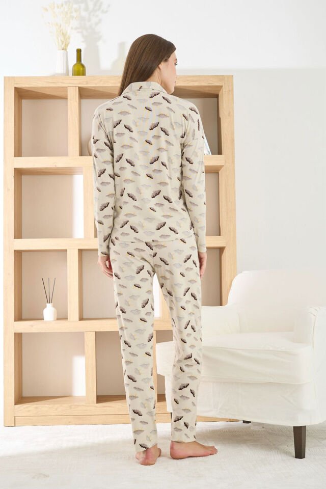 Pijamoni 8851 Bayan Uzun Kol Pijama Takımı