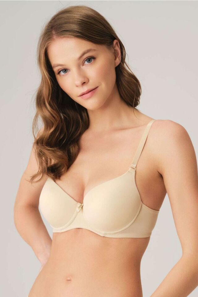 Anıl 3150 Kadın Balenli Mikro Destekli Dolgulu Push-Up Basic Sütyen -90B - ---TEN