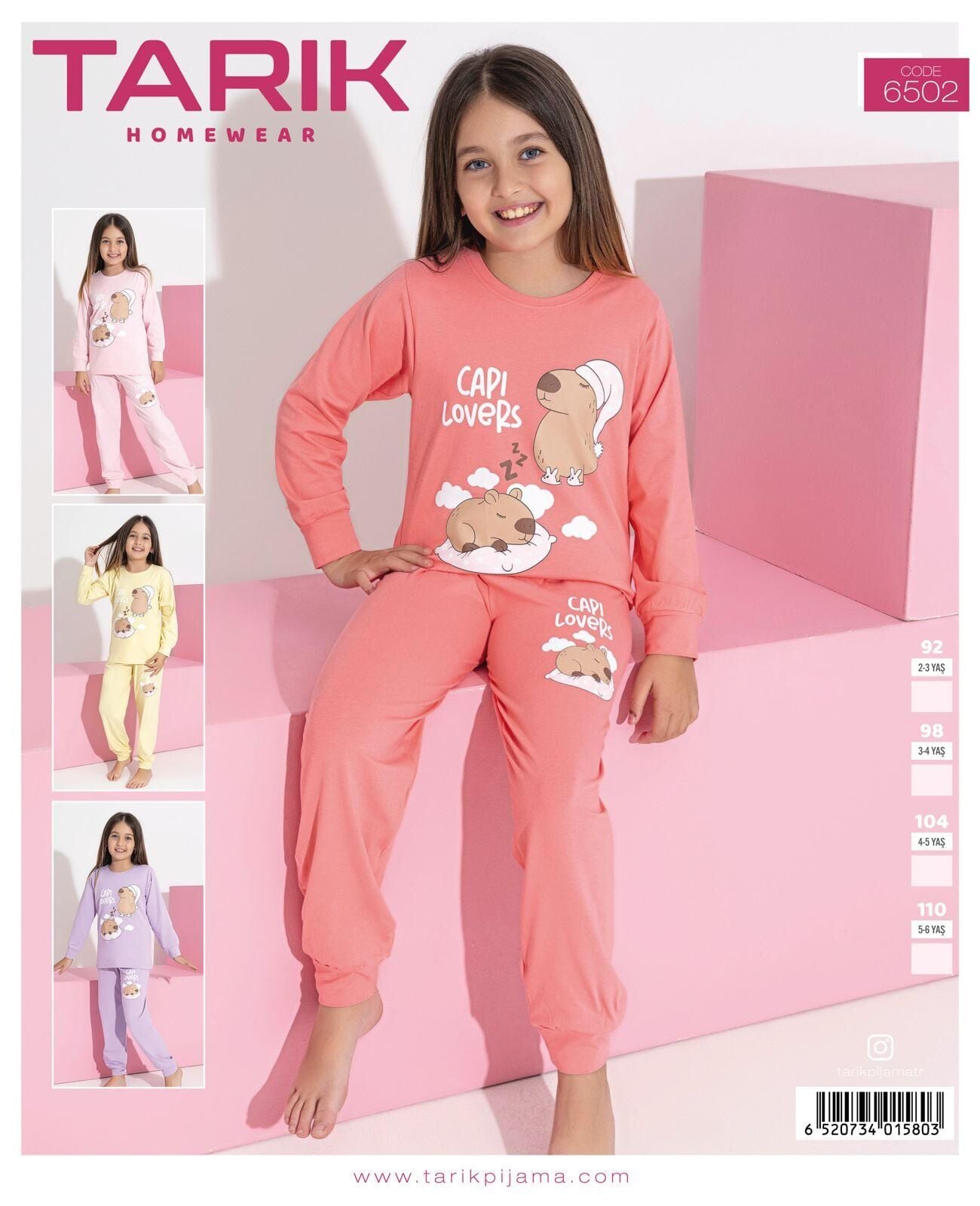 Tarık 6502 kız çocuk pijama takım 3/4/5/6