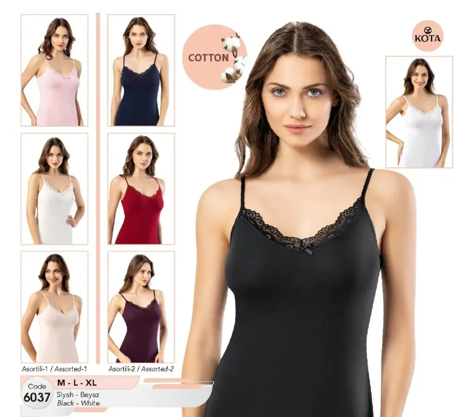 Kota 6037 bayan dantelli ip askılı atlet