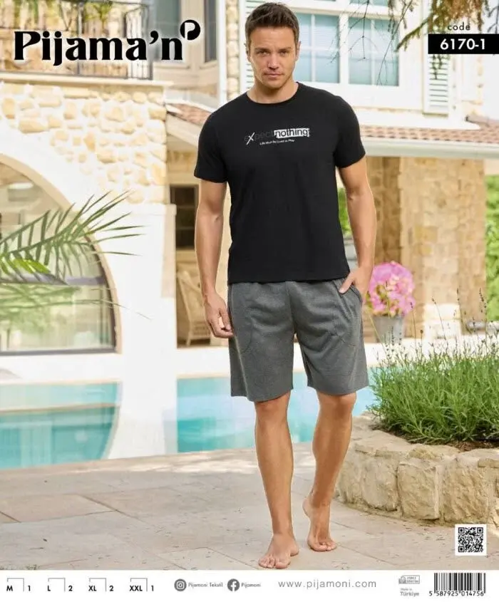 Pijamoni 6170 Erkek Kısa Kol Pijama Takımı
