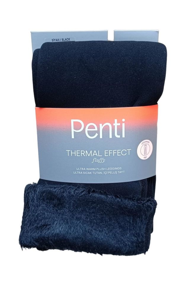 Penti Fluffy Peluş Thermal Tayt -SİYAH - -3/4